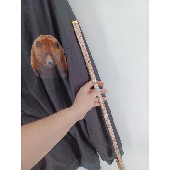 Black Canyon men's Sweater 2XL  Large Black  Hoodie Pocket Casual bear print - Picture 5 of 8